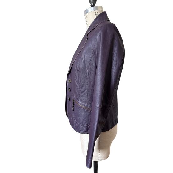 Bonita Purple Leather Blazer Size Medium - Picture 2 of 6